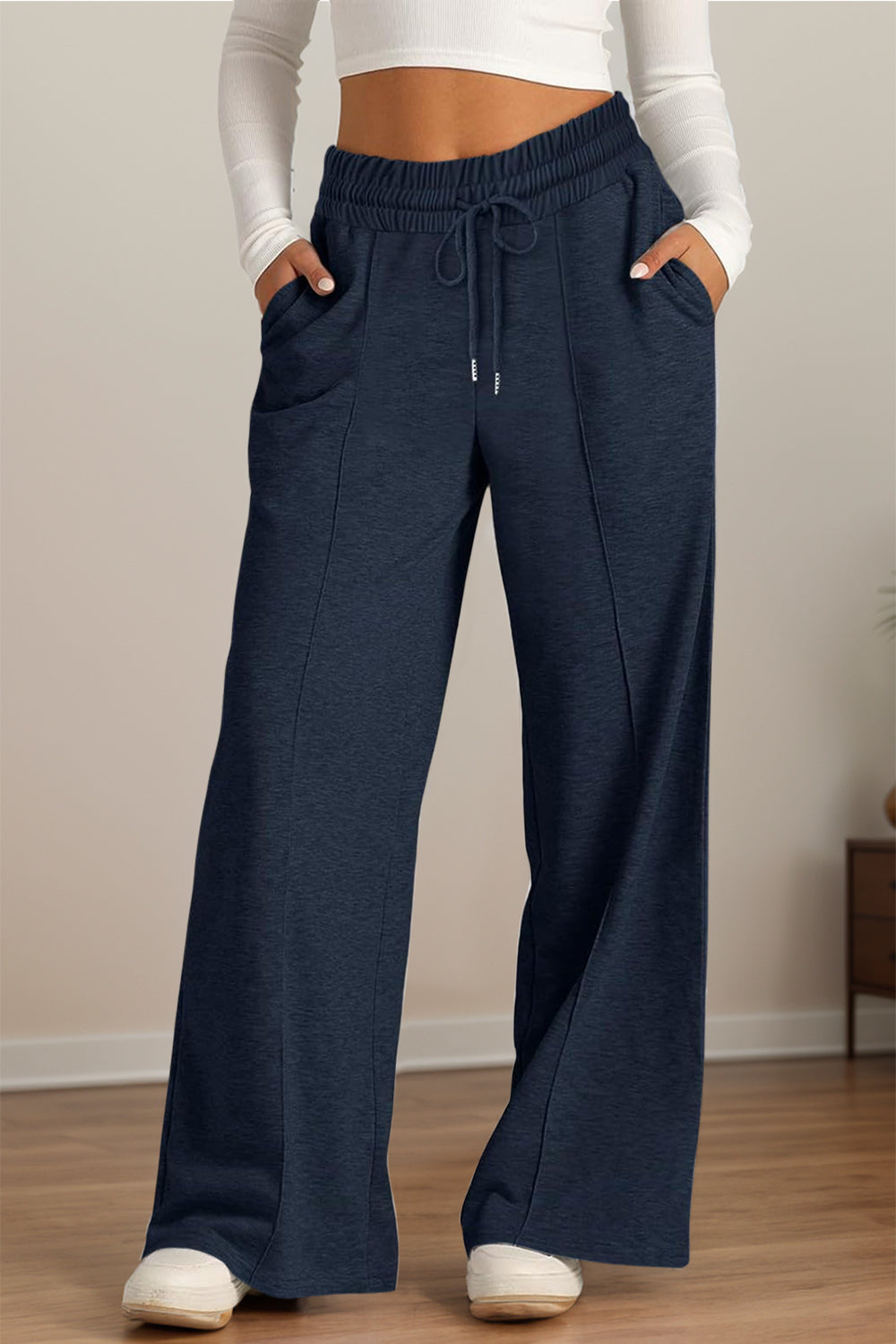 Drawstring Elastic Waist Wide Leg Pants - Body By J'ne