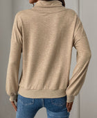 Perfee Asymmetric Mock Neck Long Sleeve Sweatshirt