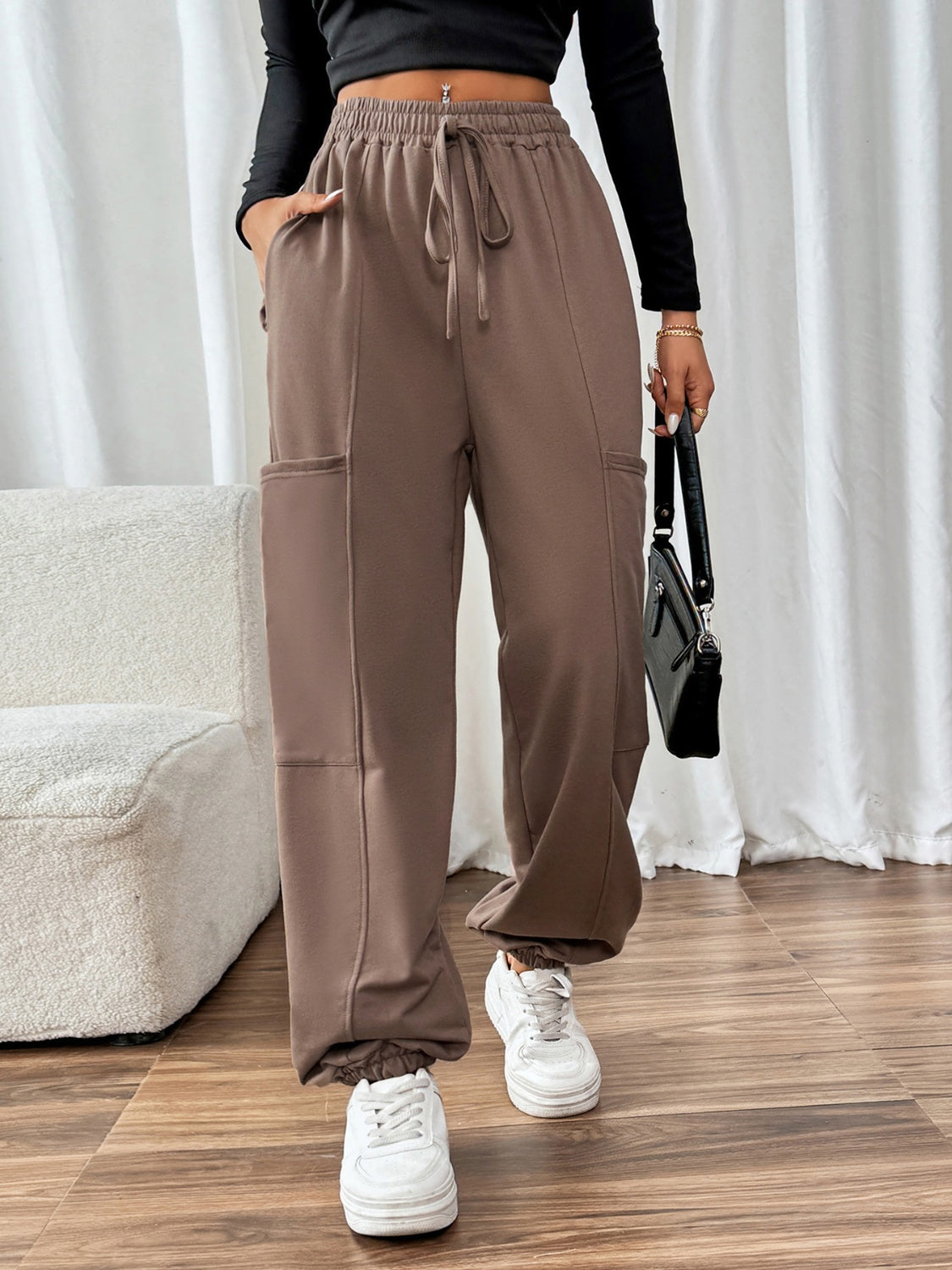 Perfee Tied Joggers with Pockets - Body By J'ne