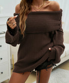 Devine Off-Shoulder Extra-Long Sleeve Sweater