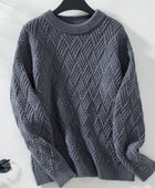 Round Neck Long Sleeve Woven Sweater