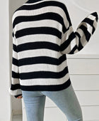 Honey Striped Round Neck Long Sleeve Sweater