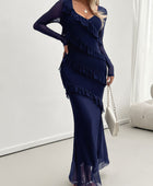 Devine Ruffled Surplice Long Sleeve Maxi Dress