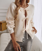 Devine Tied Round Neck Dropped Shoulder Cardigan