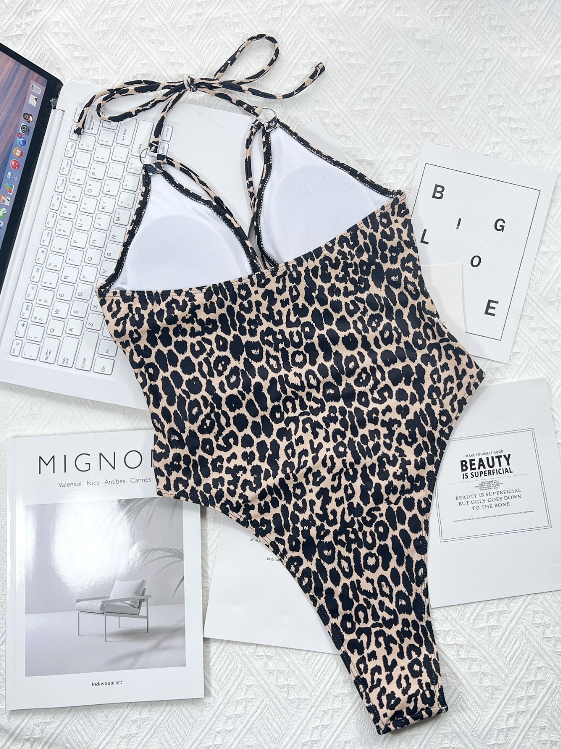Leopard Cutout Halter Neck One-Piece Swimwear - Body By J'ne
