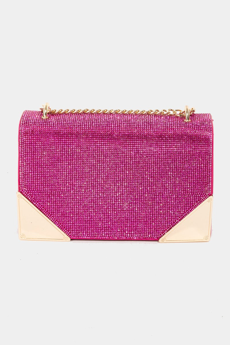 Fame Rhinestone Studded Rectangle Crossbody Bag - Body By J'ne