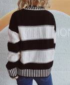 Contrast Round Neck Long Sleeve Sweater