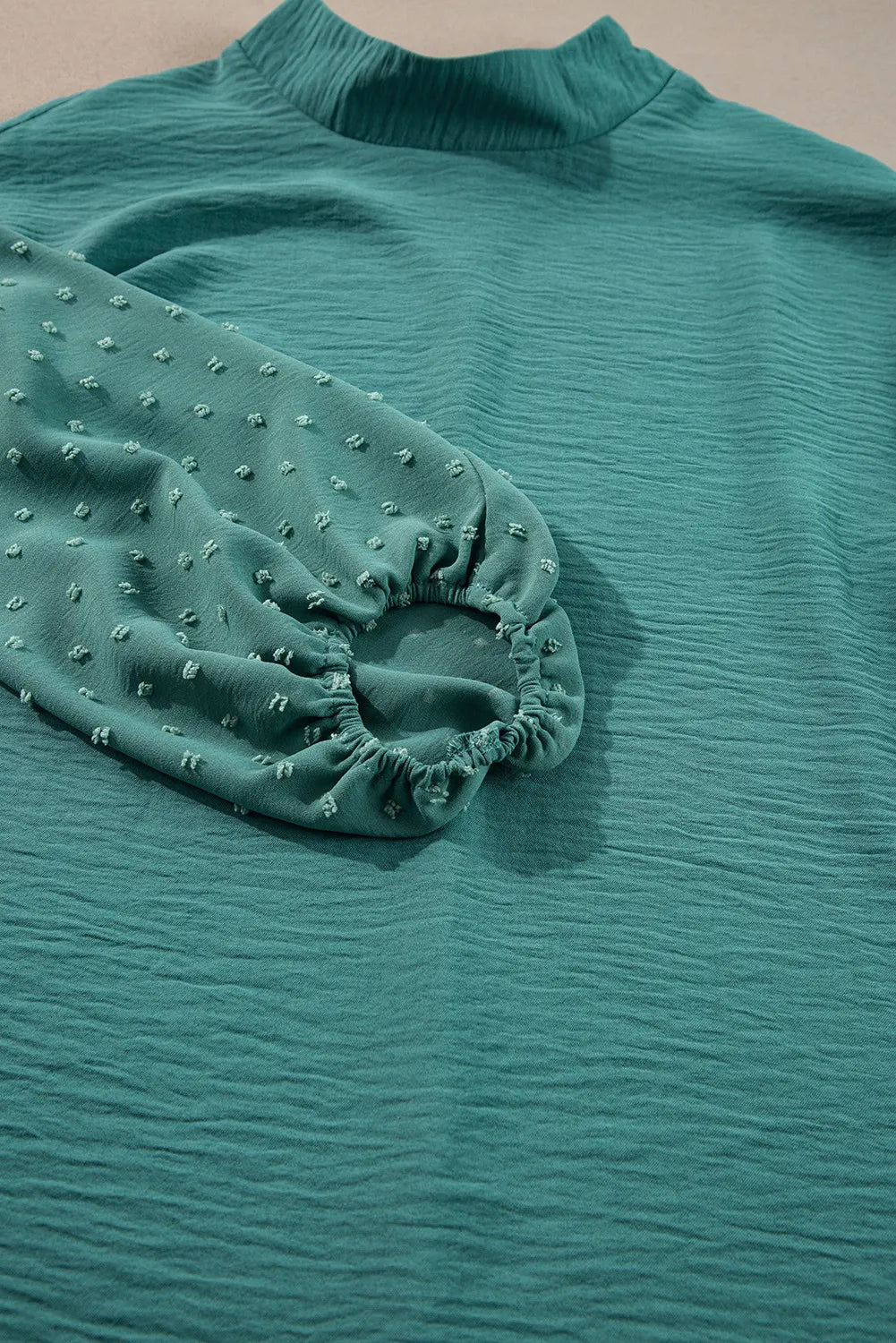 Swiss Dot Mock Neck Balloon Sleeve Blouse - Body By J'ne