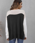 Color Block Round Neck Sweater