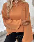 Cable-Knit Turtleneck Long Sleeve Sweater