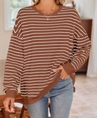 Lovelet Striped Round Neck Long Sleeve Sweatshirt