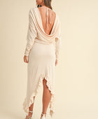 Backless Asymmetric Ruffle Hem Dress