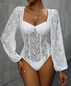 Perfee Backless Lace Long Sleeve Bodysuit