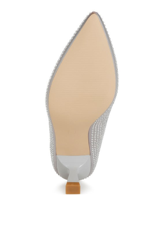 Dinah Rhinestones Embellished Kitten Heel Pumps - Body By J'ne