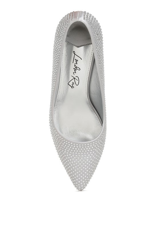 Dinah Rhinestones Embellished Kitten Heel Pumps - Body By J'ne