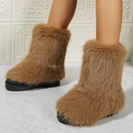 Mid-tube Furry Boots - Body By J'ne