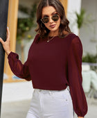 Round Neck Balloon Sleeve Blouse - Body By J'ne