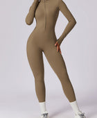 Zip Up Mock Neck Long Sleeve Jumpsuit - Body By J'ne