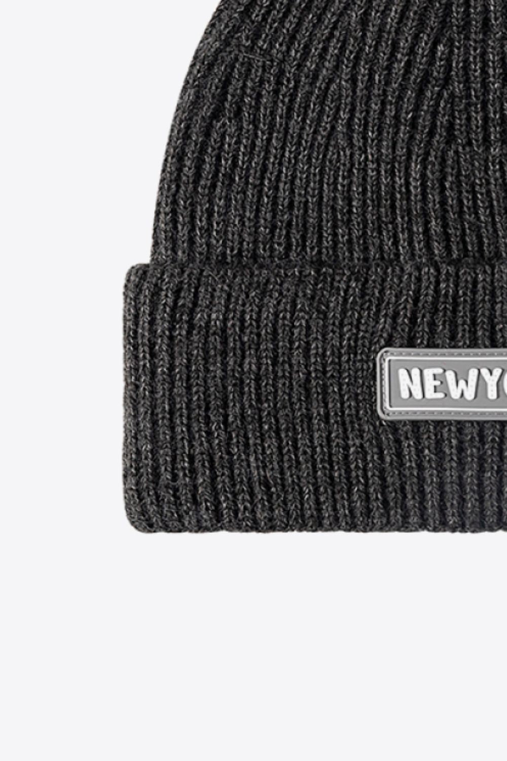 NEWYORK Patch Rib-Knit Cuffed Beanie - Body By J'ne