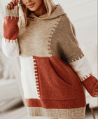 Color Block Kangaroo Pocket Hooded Sweater