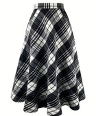 Plaid Midi Skirt with Pocketed