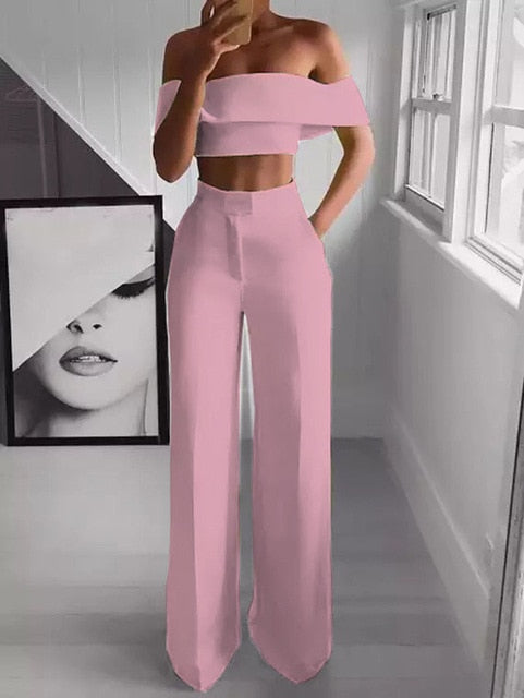 Fierce Cropped Top + Long Trousers Set - Body By J'ne