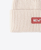 NEWYORK Patch Rib-Knit Cuffed Beanie