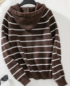 Striped Button Up Long Sleeve Hooded Cardigan