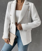 Lapel Collar Long Sleeve Blazer with Pockets