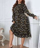 Floral Flounce Sleeve Midi Dress