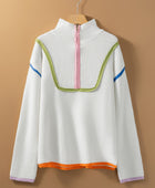 Contrast Half Zip Drop Shoulder Sweater