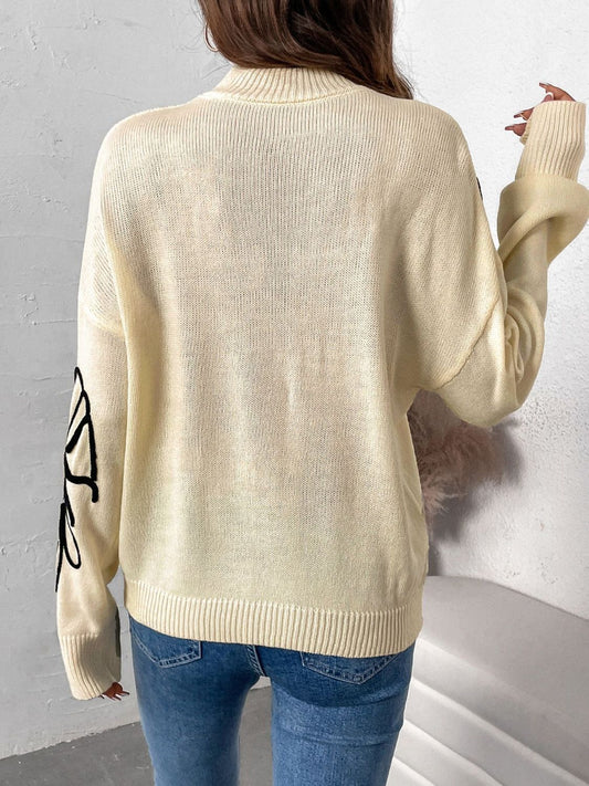 Perfee Mock Neck Dropped Shoulder Long Sleeve Sweater - Body By J'ne