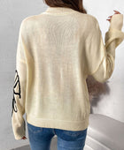 Perfee Mock Neck Dropped Shoulder Long Sleeve Sweater