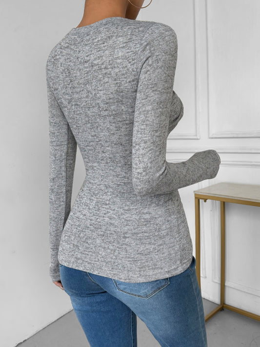Perfee Twisted Round Neck Long Sleeve T-Shirt - Body By J'ne