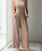 Devine Round Neck Sleeveless Wide Leg Jumpsuit