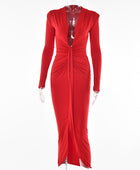 Irregular Long Sleeve Waist Pleated Dress - Body By J'ne