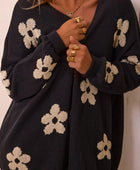 Flower Open Front Long Sleeve Cardigan