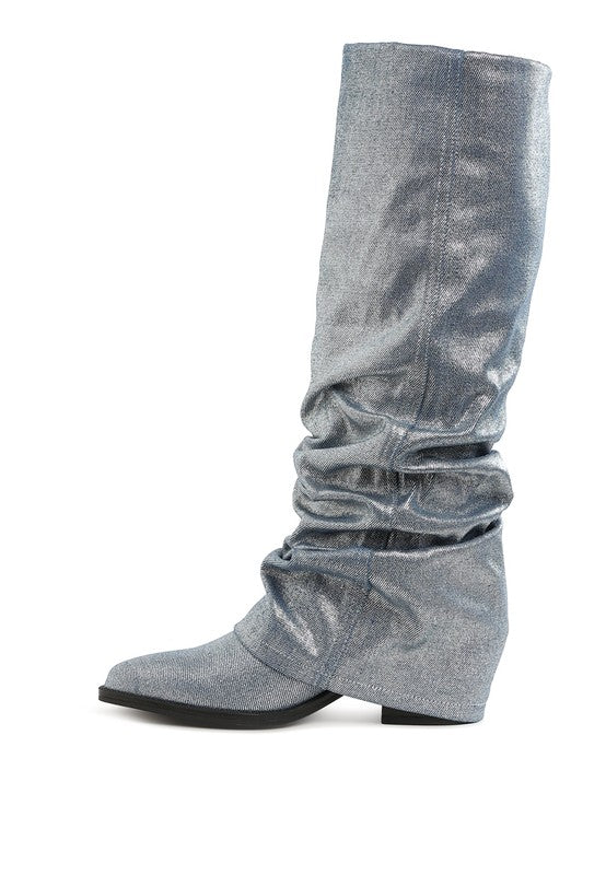 Capella Fold-Over Slouchy Denim Boot - Body By J'ne
