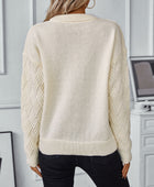 Round Neck Long Sleeve Woven Sweater