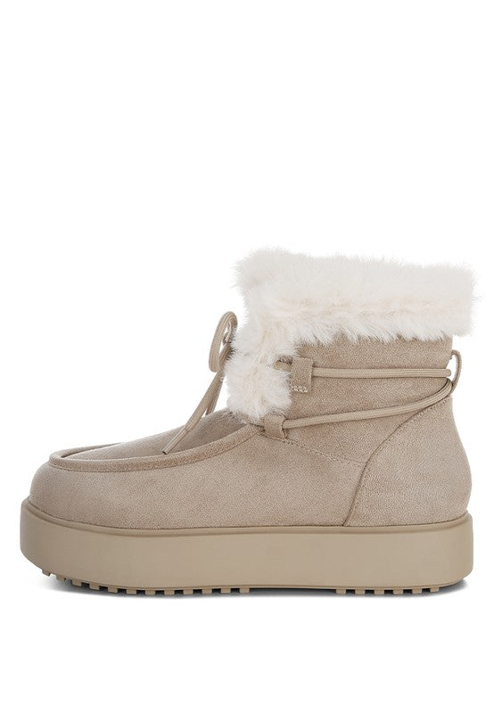Bunting Faux Fur Collar Flatform Boots - Body By J'ne