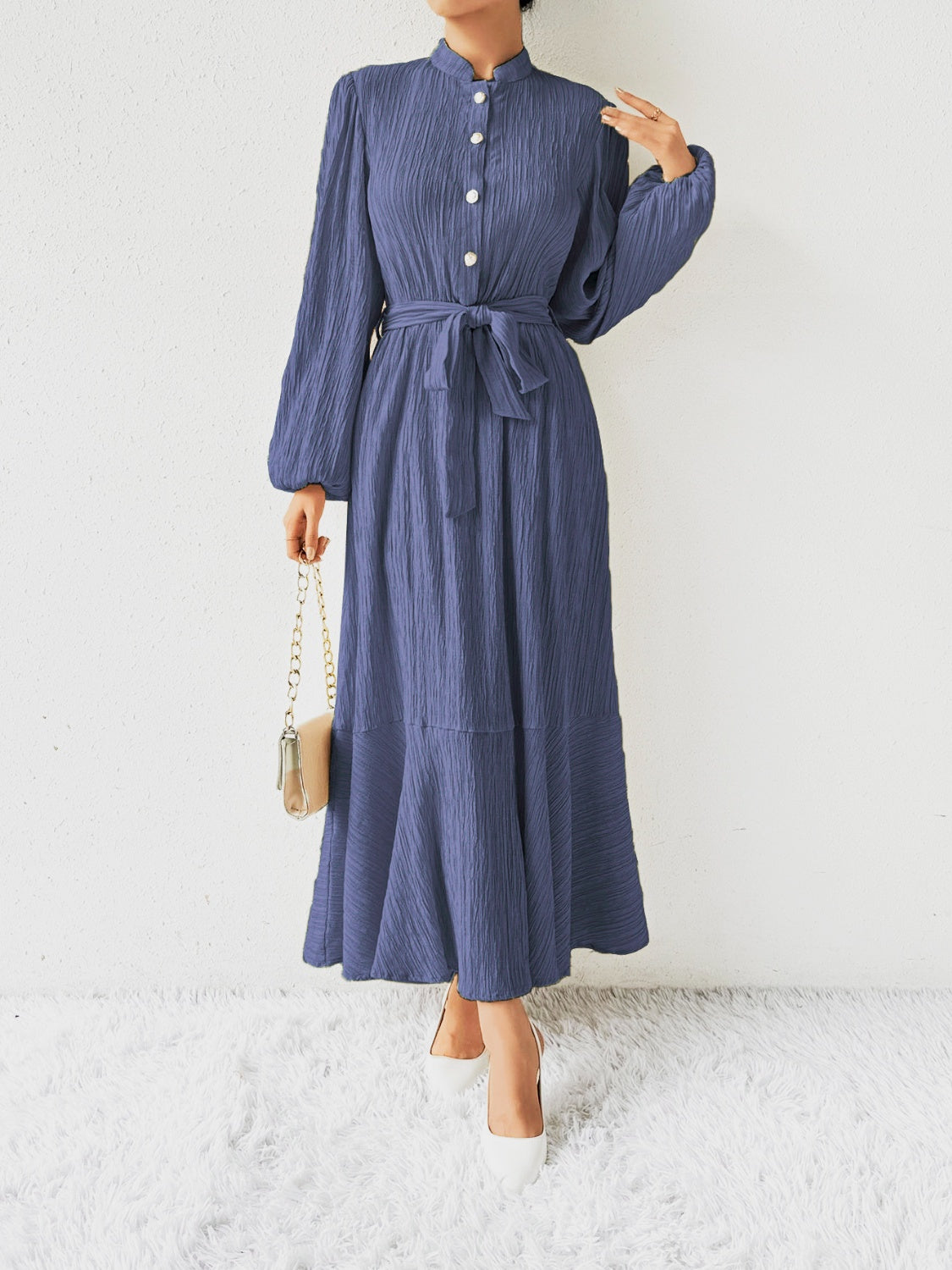 Tie Waist Long Sleeve Dress - Body By J'ne