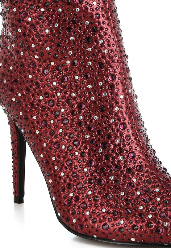 Lobelia Rhinestones Embellished Stiletto Boots - Body By J'ne