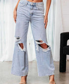 Distressed Wide Leg Jeans with Pockets