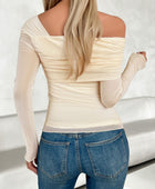 Devine Ruched Asymmetrical Long Sleeve T-Shirt