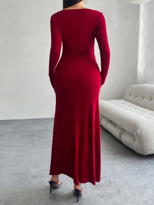 Devine Ruched Long Sleeve Maxi Dress - Body By J'ne