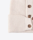 Button Detail Rib-Knit Cuff Beanie