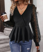 Peplum Surplice Long Sleeve Blouse