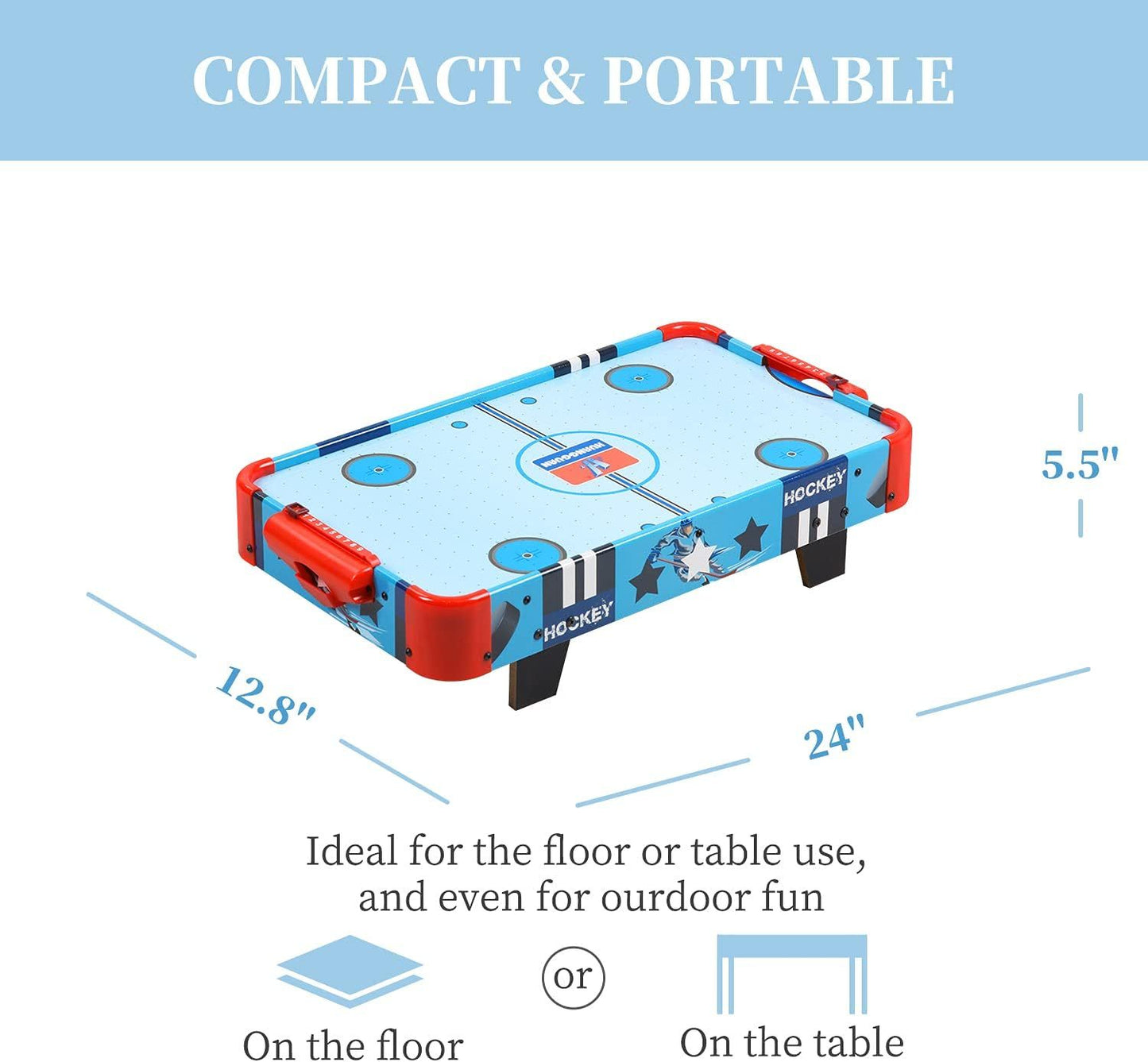 24inch Battery-Operated Tabletop Mini Air Hockey Table For Kids - Body By J'ne