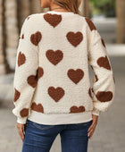 Fuzzy Heart Dropped Shoulder Sweatshirt