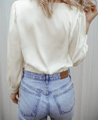 Textured V-Neck Long Sleeve Blouse